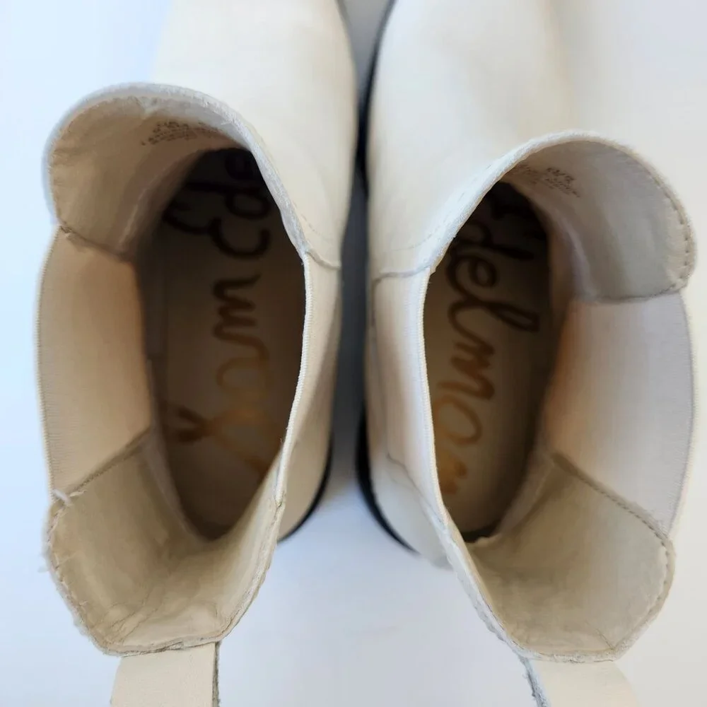 Sam Edelman Justina Lug Sole Chelsea Boots Ivory Winter Outdoors Cabincore - Picture 8 of 11